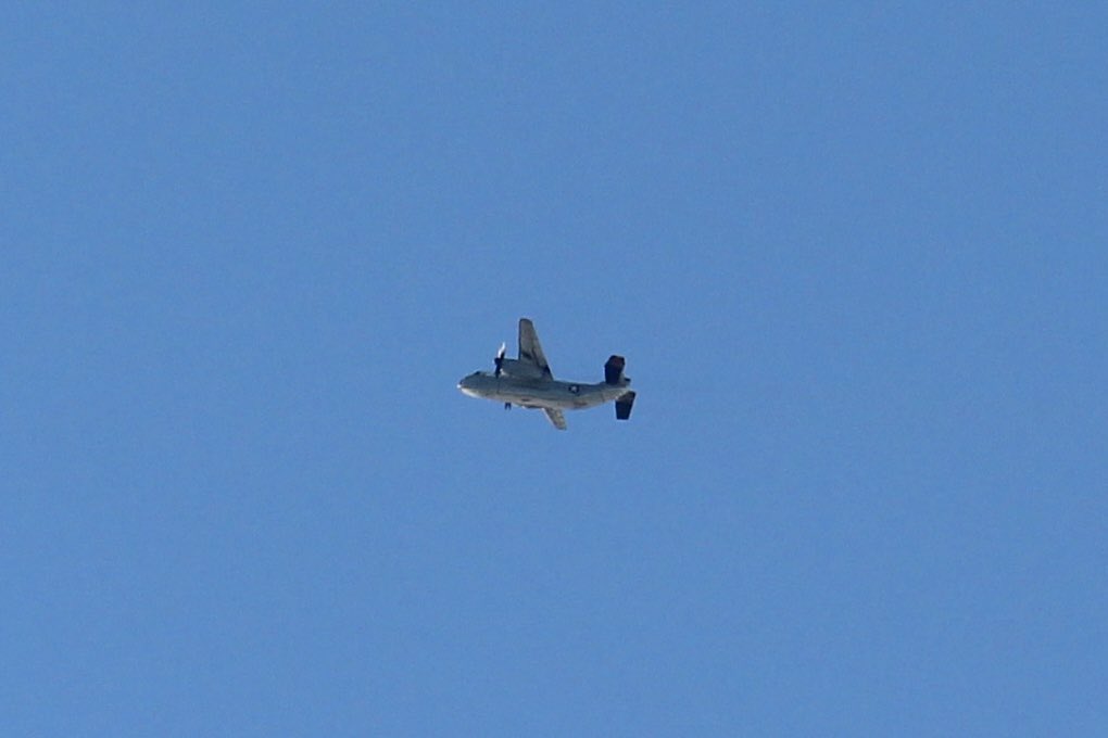 frantic_gold's tweet photo. Couple of shots from the house today. 
US Navy #C2 #Greyhound #RG02 passes south of Alloway climbing through 9000ft on its way to Brest.
RAF #P8 #Poseidon  #ZP805 #TBOLT01 passing over Ayr at 6000ft whilst doing  some approaches at PIK #planespotting #avgeek #SpottingFromTheGaff https://t.co/w5zHZo7fB4