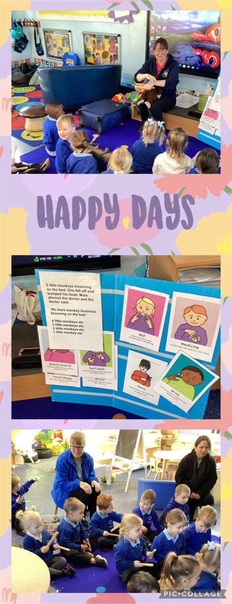standrewscep's tweet photo. Today Julia and Dexter came to show us the signs for when we are poorly 🤒. The children all took turns to look after the baby and some also had a turn at putting a bandage on the monkey  who had bumped his head . 🤕🥰 https://t.co/dm4UjTvtAs