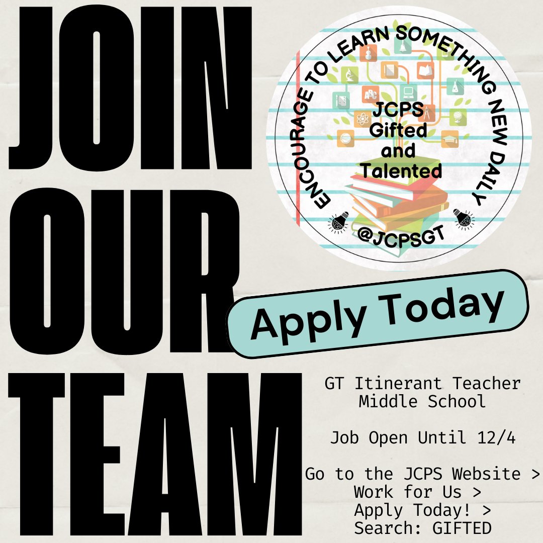 JCPSGT's tweet image. Join our Team! Your Gifted Endorsement is required. #GiftedJCPS