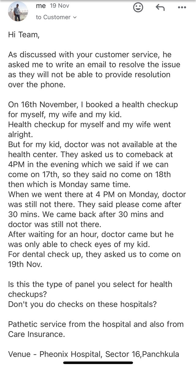 amitbharara's tweet image. This is the email which I sent to your team on 19th and its been more than 36 hours, no one has cared enough to reply back

#Pathetic #CareInsurance #SayNoToCareInsurance