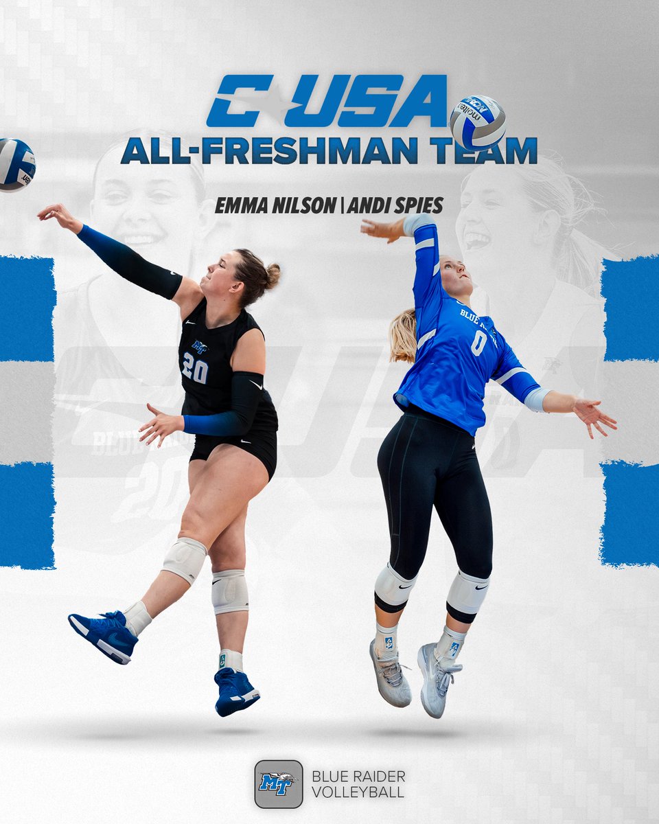 Freshmen on 🔝

Congratulations to Emma Nilson and Andi Spies on being named to the <a href="/ConferenceUSA/">Conference USA</a> All-Freshman Team! 💪

#BLUEnited | #BetterInTheBoro