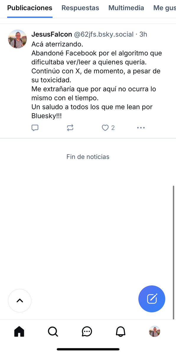 Hola
No abandono esta red pero me paso también a Bluesky…