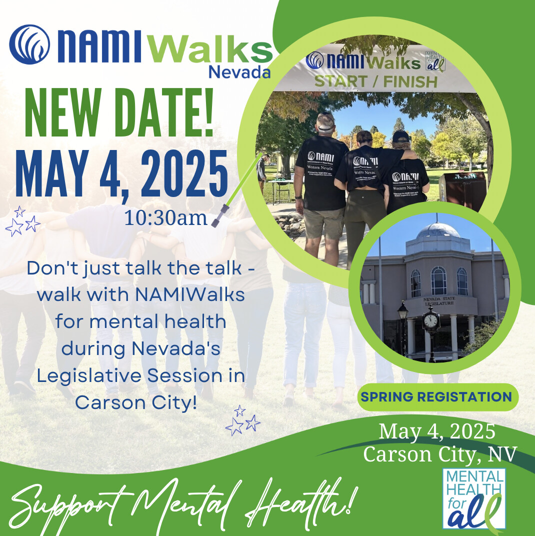 NAMI_Nv's tweet image. SAVE THE DATE!! 

NAMIWalks Nevada Spring 2025 will be happening on Sunday, May 4th at Carson City! 

Don't just talk the talk, walk with NAMIWalks for mental health during Nevada's next Legislative Session. 

#NAMIWalks #nvleg #nevadaevents #carsoncity