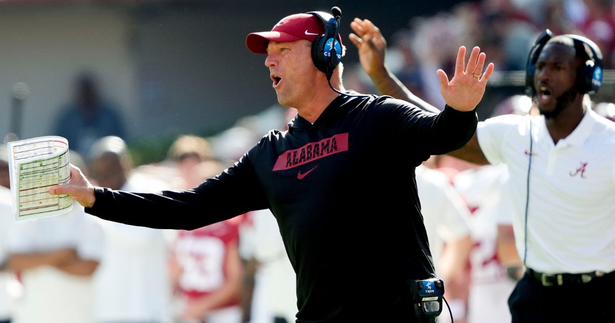 Charlie_Potter's tweet photo. Kalen DeBoer talks Oklahoma, the Iron Bowl and more on the last SEC coaches teleconference of the fall.

"Guys got a good mindset about them and gotta go back on the road and prove that we can win there and duplicate what we did when we played at LSU."

https://t.co/63502XPmth (On3+)