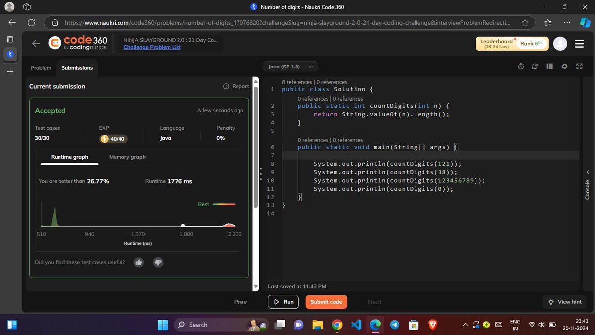 iHaseeebb's tweet image. Day: 1,2 and 3 of 21 days challenge of Coding Ninjas x Slay Coffee in NINJA SLAYGROUND 2.0

Question 1: Switch Case Statement 
Question 2:Nth Fibonacci Number
Question 3: Numbers of digits
Language: Java

@CodingNinjasOff
@drinkslaycoffee
#NinjaSlayground #CodingNinjasStudio