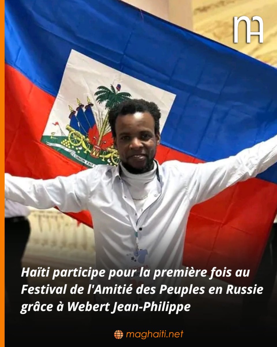 maghaiti's tweet photo. Cette semaine, le drapeau haïtien a flotté pour la première fois au Festival de l'Amitié des Peuples en #Russie. Cet événement est organisé par l'Université Fédérale de l'Oural et a réuni plus de 80 pays. Le représentant haïtien, #Webert Jean-Philippe, également étudiant en master 2 en Intelligence artificielle #IA en électroénergie dans cette université, a saisi l’opportunité de promouvoir Haïti en abordant son histoire, sa culture, sa tradition et sa résilience devant les différents participants.#maghaiti