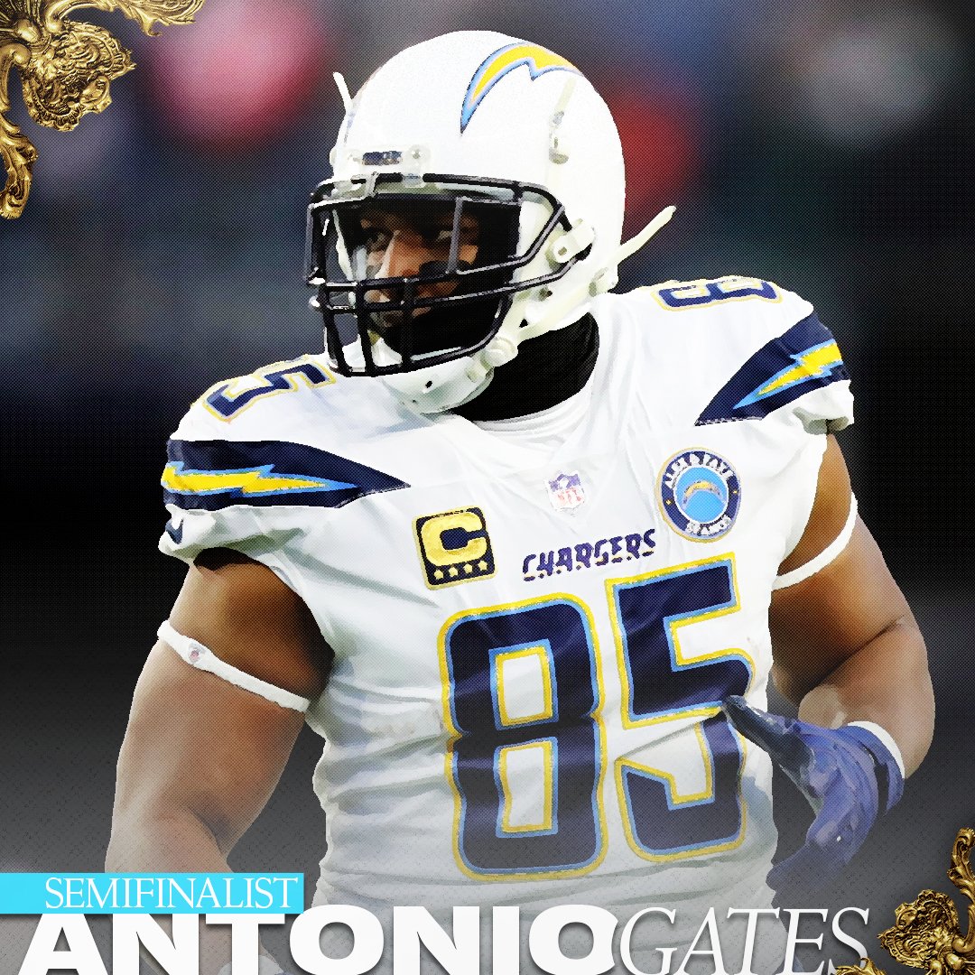 ProFootballHOF's tweet photo. Antonio Gates, a four-time first-team All-Pro and eight-time Pro Bowler, is now a Semifinalist for the Pro Football Hall of Fame's Class of 2025. 

@chargers | #PFHOF25 https://t.co/xARlaFirYY