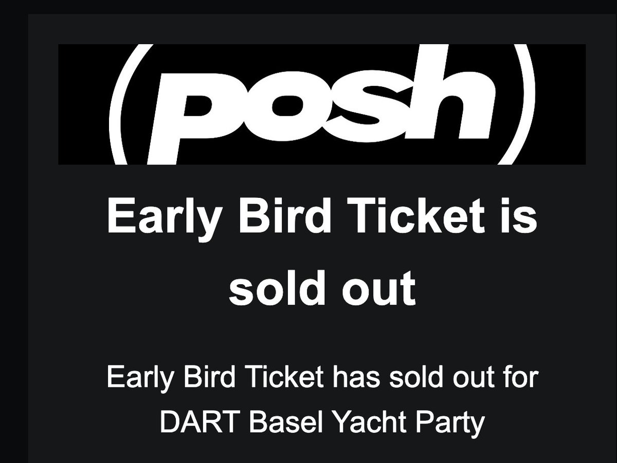 Don't miss the boat 🛥️

Get your ticket for Dart Basel Yacht Party: posh.vip/e/dart-basel-y…