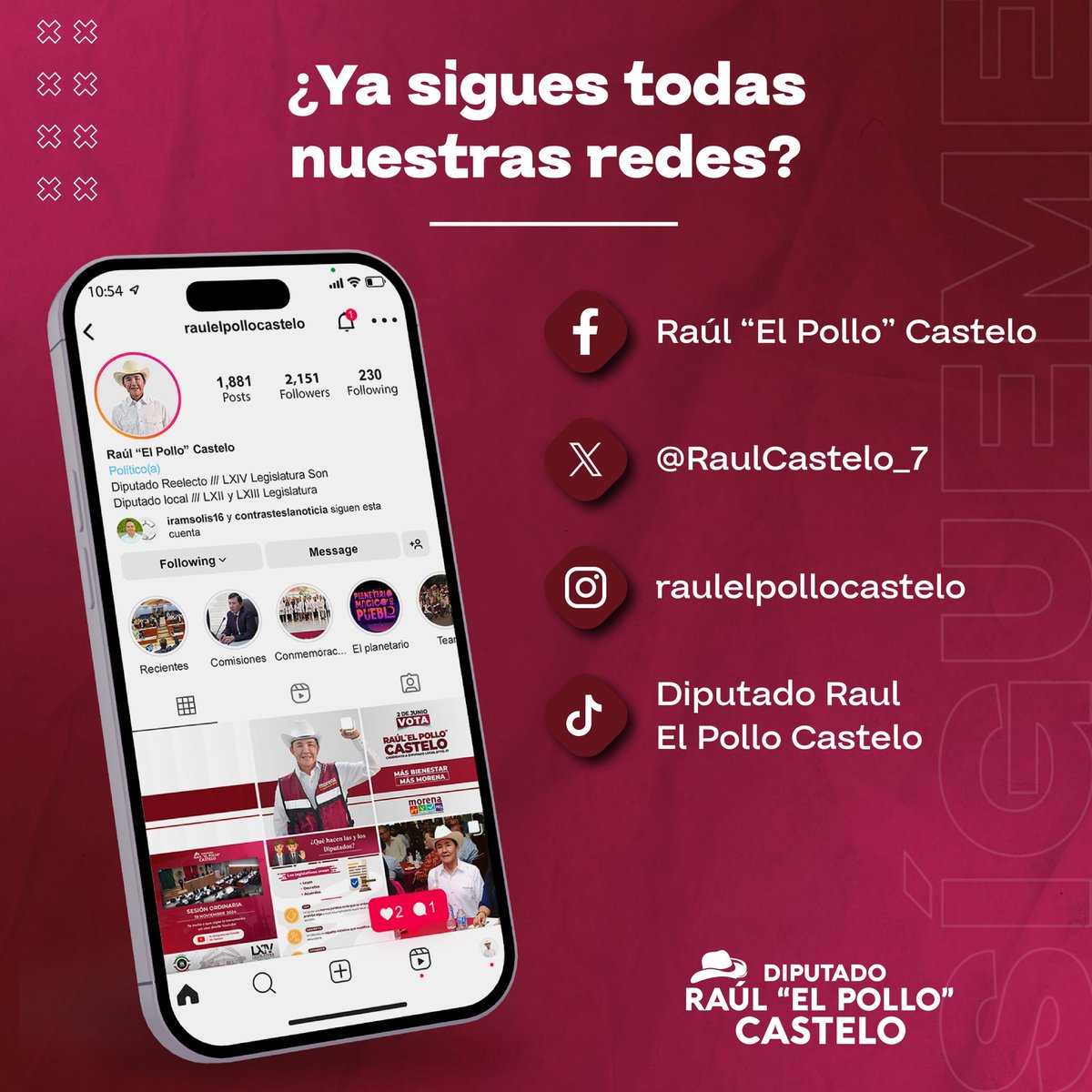 ¿Ya sigues todas mis redes sociales? 📲 te invito a tener una comunicación más directa sígueme y platiquemos 🤠