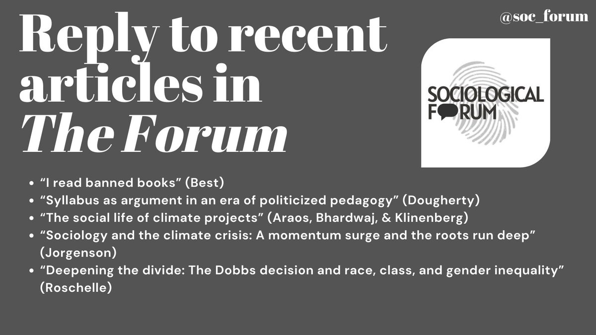 💡Did you know you can reply to pieces published in “The Forum?” Check out the graphic below for a list of recent Forum articles! 
Follow this link for more information on how to submit your reply: onlinelibrary.wiley.com/page/journal/1…