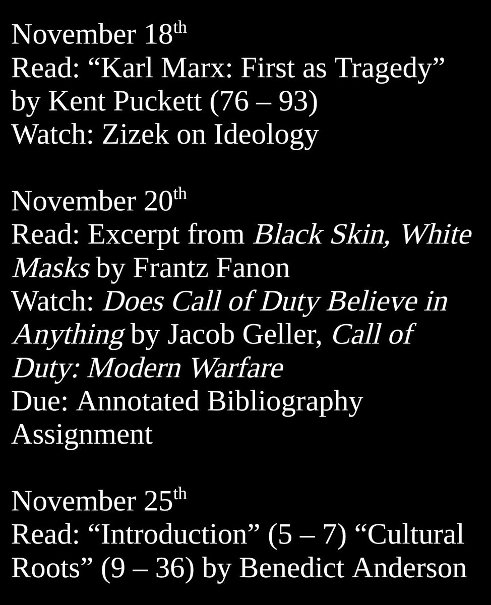 Teaching Frantz Fanon and <a href="/yacobg42/">Jacob Geller</a> today. Been waiting for this class all year.