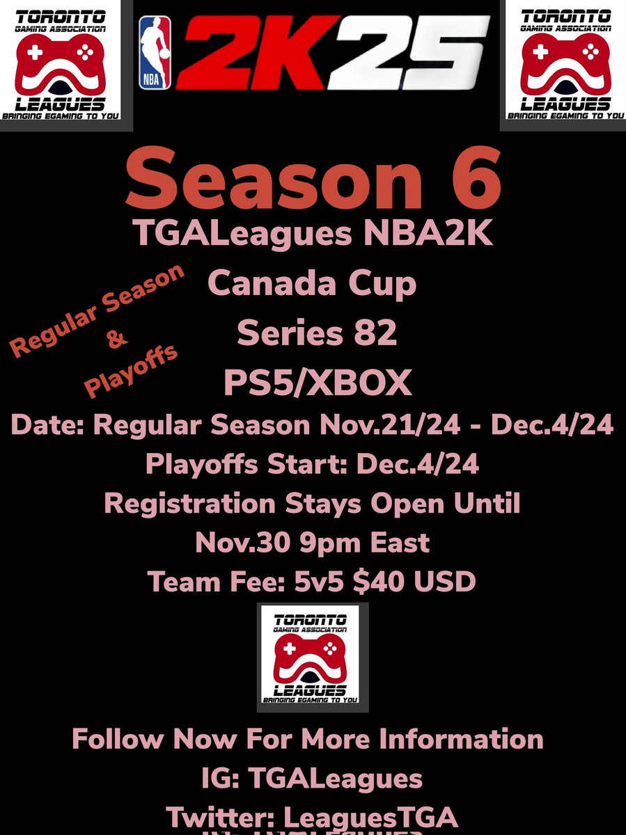 TGALeagues (@leaguestga) on Twitter photo NEED 2 MORE TEAMS!!! Pre Season Tourney Tonight Bracket out at 8:15pm East SIGN UP NOW!!! TGALeagues NBA2K Canada Cup Series 82. Starts Tomorrow 6pm East. AFTER THAT TIME LATE!!!
<a href="/Big_Brudda_PURP/">Coach Purp</a> <a href="/2k_sportscenter/">2K SPORTSCENTER/#2ktop5</a> <a href="/WalkOnWarriors/">⚠️ Walk-On Warriors</a>
<a href="/DK_BULLY/">OFFICIAL DK_BULLY</a>
<a href="/2KFreeAgency/">Brice The Barber</a>
<a href="/2kProAmENews/">Elite Ballers News 📰</a> NEED 2 MORE TEAMS!!! Pre Season Tourney Tonight Bracket out at 8:15pm East SIGN UP NOW!!! TGALeagues NBA2K Canada Cup Series 82. Starts Tomorrow 6pm East. AFTER THAT TIME LATE!!!
<a href="/Big_Brudda_PURP/">Coach Purp</a> <a href="/2k_sportscenter/">2K SPORTSCENTER/#2ktop5</a> <a href="/WalkOnWarriors/">⚠️ Walk-On Warriors</a>
<a href="/DK_BULLY/">OFFICIAL DK_BULLY</a>
<a href="/2KFreeAgency/">Brice The Barber</a>
<a href="/2kProAmENews/">Elite Ballers News 📰</a>