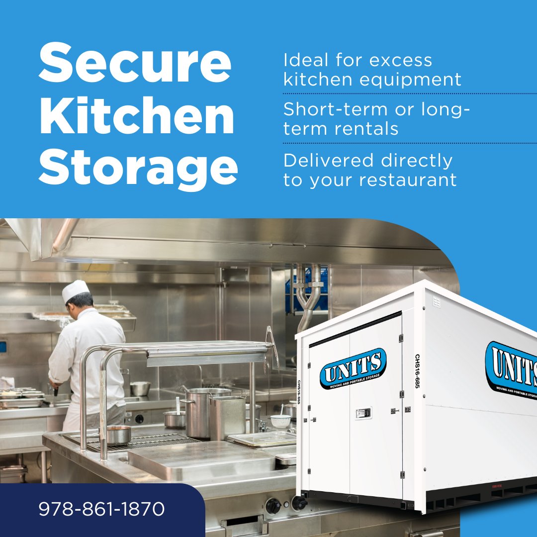 UnitsNEMass's tweet photo. With UNITS ' reliable storage solutions, keep your valuable kitchen equipment safe and secure. See details: https://t.co/HVzv6pWxAy

#UNITS #UNITSStorage #portablestorage #restaurantstorage  #storage #FoodServiceIndustry #storagesolutions #restaurants #NortheastMassachusetts https://t.co/EqEYkWFMrp