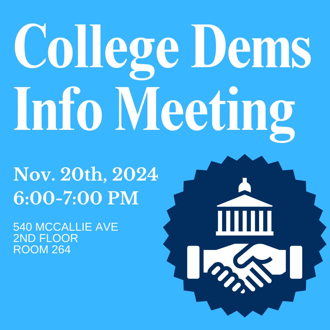 UTCPSPS's tweet photo. The College Democrats information session tonight. 

🗓 When: 6:00-7:00 PM
📍 Where: 540 McCallie Ave., Second Floor, Room 264

@UTChattanooga https://t.co/jPF6DLT7L7