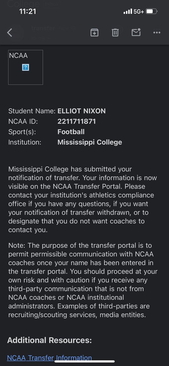 Officially in the Transfer Portal 
True Combo K/P 
6’3 220lbs 
Itawamba CC ➡️ University of Louisiana-Monroe➡️ Mississippi College 
 1 Year of Eligibility Remaining and ready to make an immediate impact!