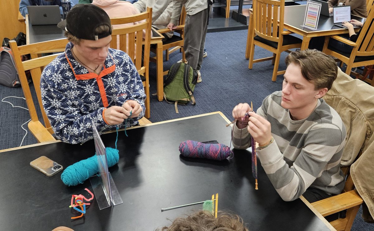 Great things happen when open minds meet up with materials and expertise! Thanks to our awesome librarian, Ms. Roberson, for setting the stage for the beginnings of a lunchtime knitting crew!
