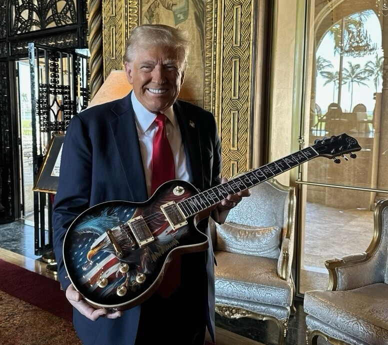 TruthTrumpPosts's tweet photo. ( @realDonaldTrump - Truth Social Post )
( Donald J. Trump - Nov 20, 2024, 1:08 PM ET )

Coming Soon! The Limited Edition “45” Guitar. Only 1,300 of each Acoustic and Electric Guitars MADE — Some personally signed! https://t.co/0PKIv8RuJL https://t.co/Q9vAVUeno8