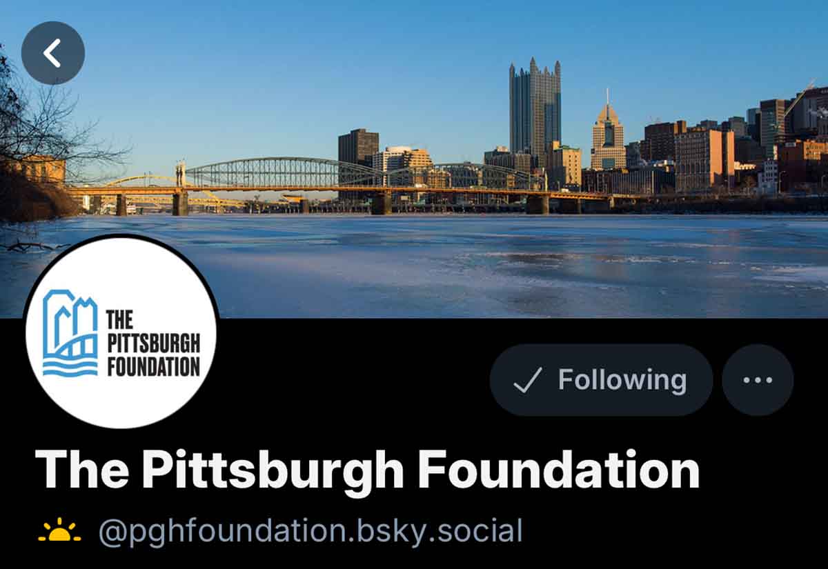 Good afternoon, #Pittsburgh. Join us over on <a href="/bluesky/">bluesky</a> at The Pittsburgh Foundation (@pghfoundation.bsky.social) — Bluesky