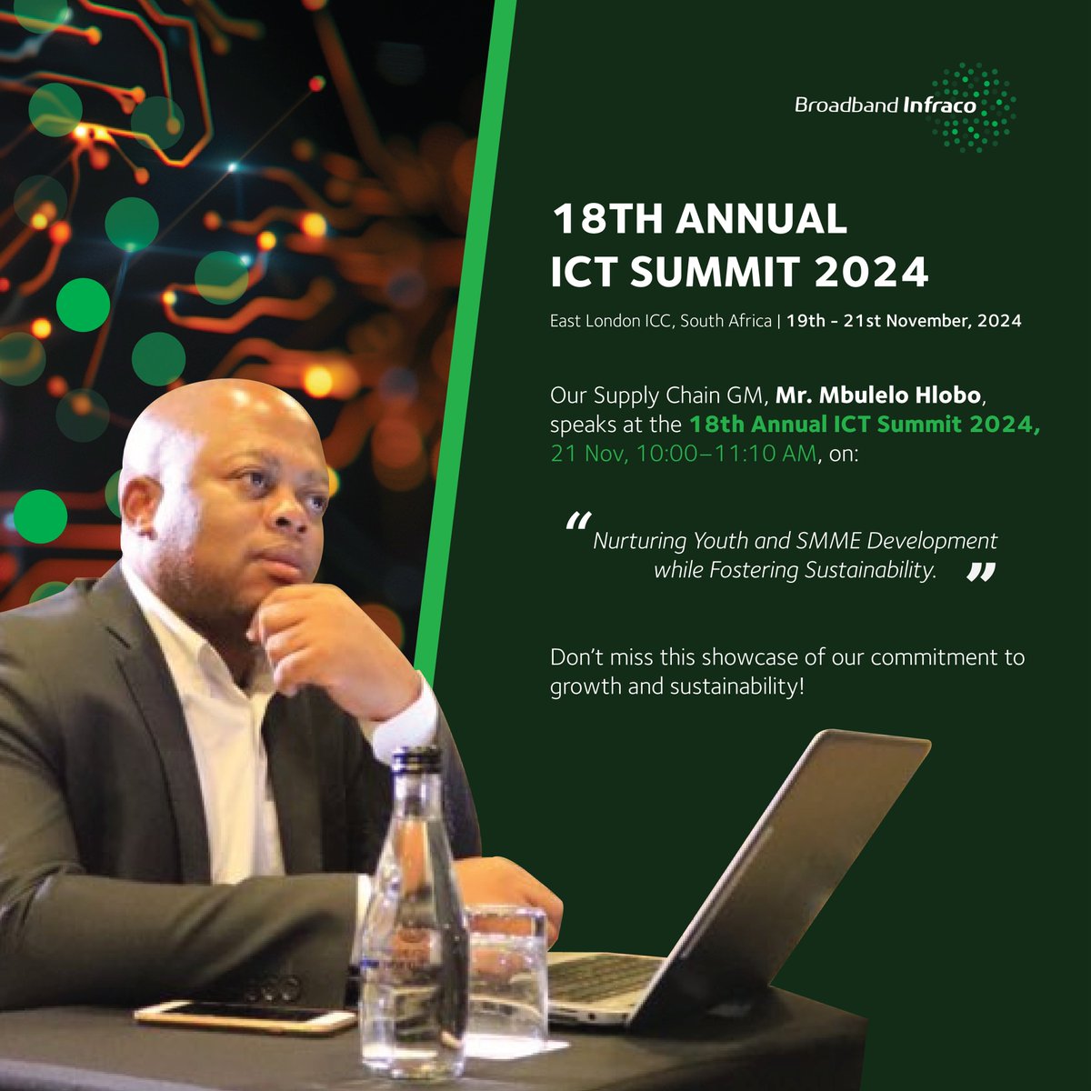 We are proud to share that our General Manager of Supply Chain, Mr. Mbulelo Hlobo, will be speaking at the summit 21 November, from 10:00 to 11:10 am. To join the conversation please use this link youtube.com/live/hggPVx3ei…