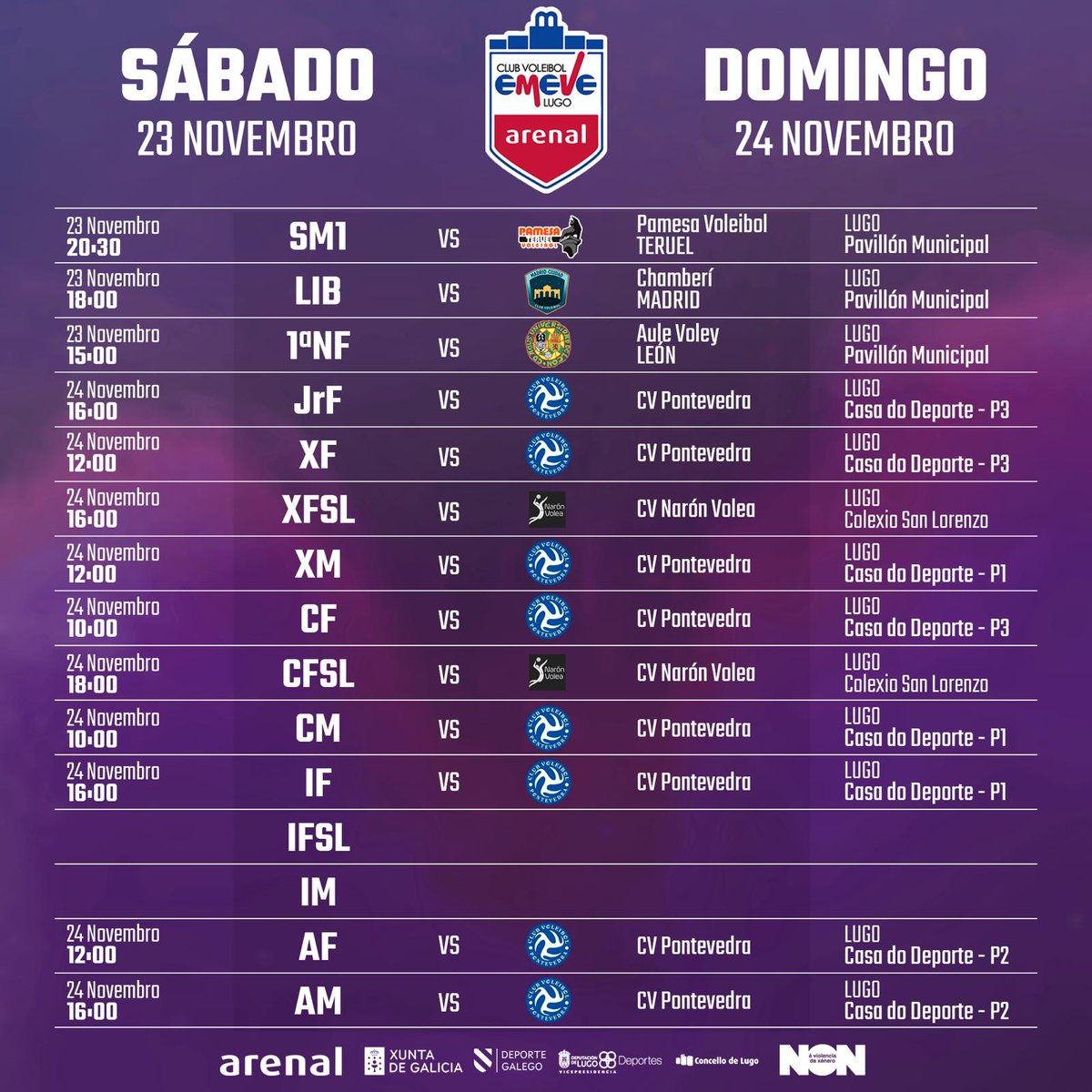 cvemevelugo's tweet photo. ❤️🏐
Axenda fin de semana 🗓️
❤️💙🏐💪
#arenal #vóley #lugo #galiciasaudable #abanca #fundaciondeportegalego #somosvoleibol #loitamos #policanteira #loitadores #loitadoras #galéncentroeducativo #arenalconeldeporte #VoleyArenalEmeve #LugoédeSuperliga @MG_Fevimar #actituderío https://t.co/DA7MpH7f6E