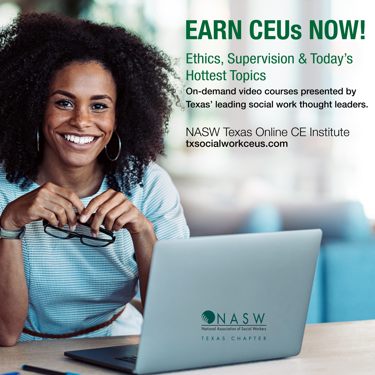Visit the #NASWTX CE Institute today for your continuing education credits! Find a variety of on-demand video courses presented by Texas thought leaders on Ethics, Supervision, and more. Earn CEUs now at txsocialworkceus.com