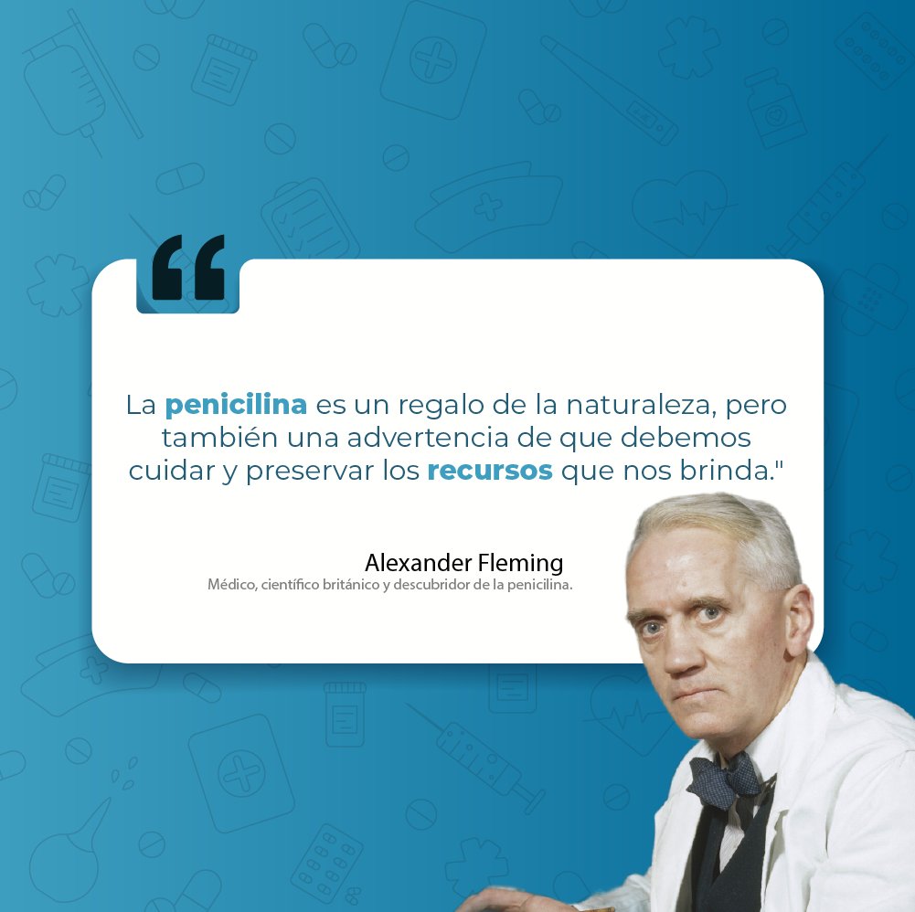 cogrefarma's tweet photo. "La penicilina es un regalo de la naturaleza, pero también una advertencia de que debemos cuidar y preservar los recursos que nos brinda."

Alexander Fleming, Médico, científico británico y descubridor de la penicilina.

Visita: https://t.co/4w2H73LN6l #Salud #Bienestar https://t.co/2v8n7M9Yvs