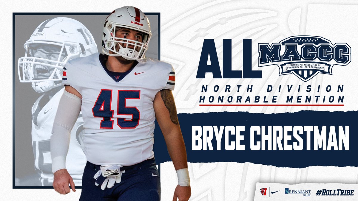 Congratulations to Bryce Chrestman on being named All-MACCC North Division Honorable Mention! #RollTribe #ICCFB