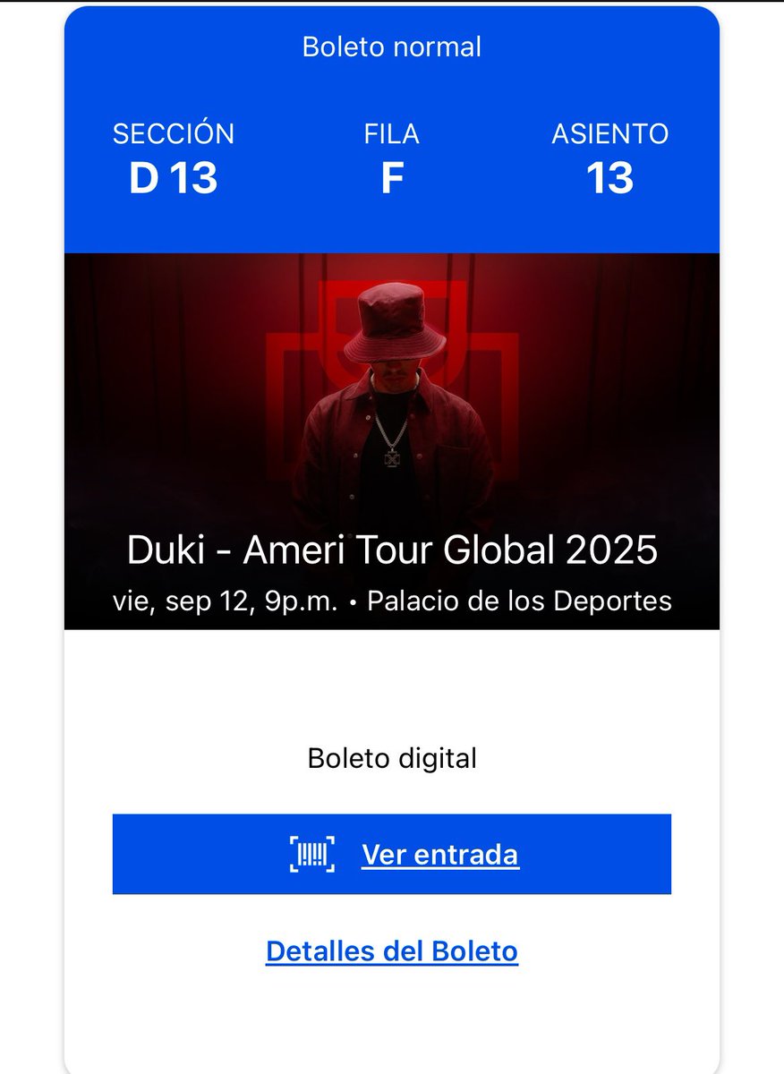 VENDO BOLETO PARA EL DUKO👹PARA LA FECHA DE CDMX 12 DE SEP EN EL PALACIO DE LOS DEPORTES SECCION D13 #duki #duko #DUKO #conciertoduki #ameri #ameriworldtour #cdmx #Duki #Duko #boletosduki #boletos #Boletos
