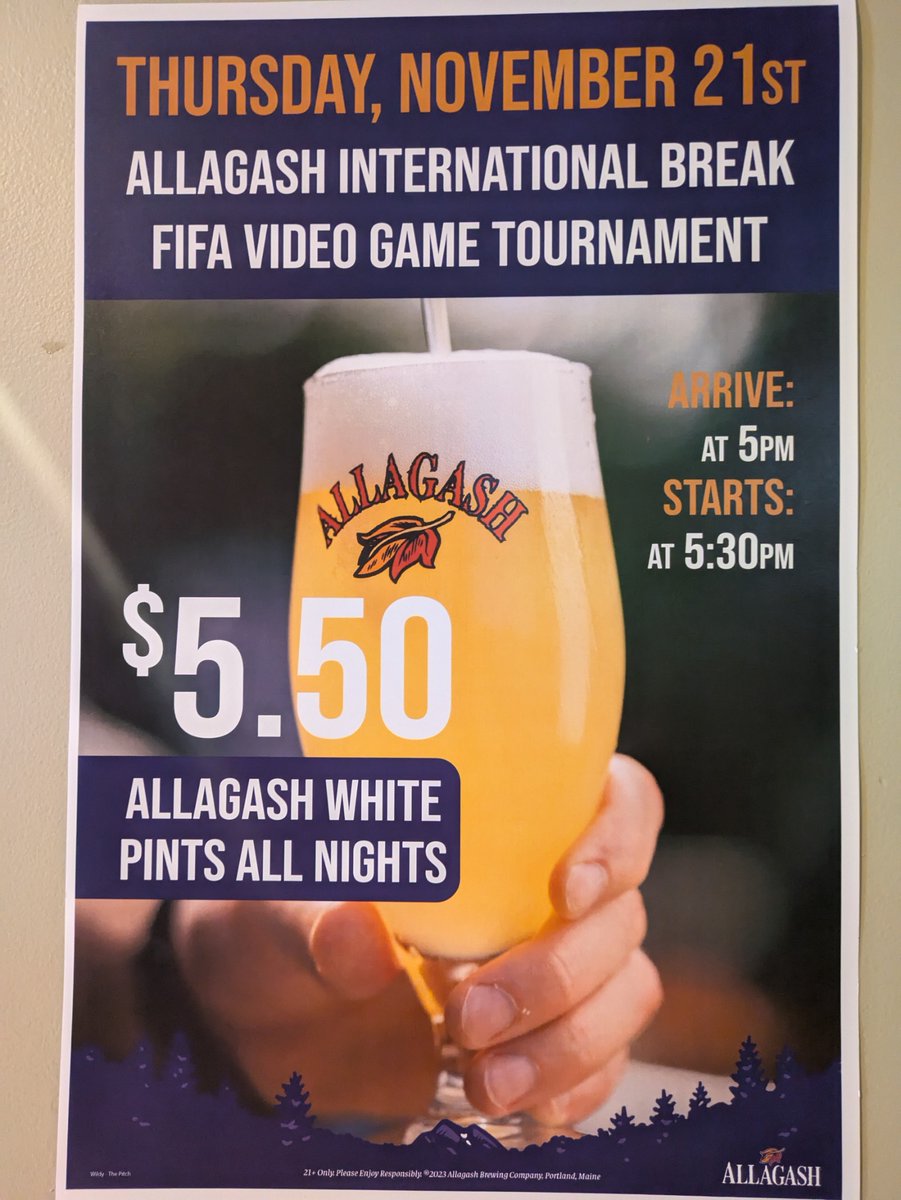 Think you're good at Fifa...?

Prove it at <a href="/pitchonbutler/">The Pitch on Butler</a>, November 21st!
(4717 Butler St Pittsburgh, PA 15201)

Please arrive at or before 5PM start time is 5:30PM.

Allagash has $5.50 pints all night!

Would absolutely love to see a Villa supporter win this! UTV