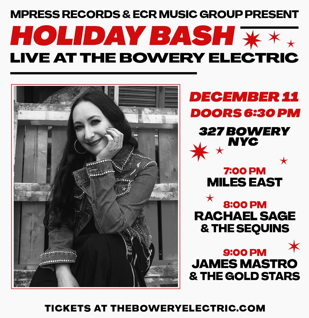 Who will be joining James Mastro, Miles East, and myself for a Holiday Bash?! Dec 11 at The Bowery Electric 🎶 I'll be accompanied by my band The Sequins (featuring Trina Hamlin, Kelly Halloran &amp; Doug Yowell) 

Grab your tickets now ticketweb.com/event/mpress-r…