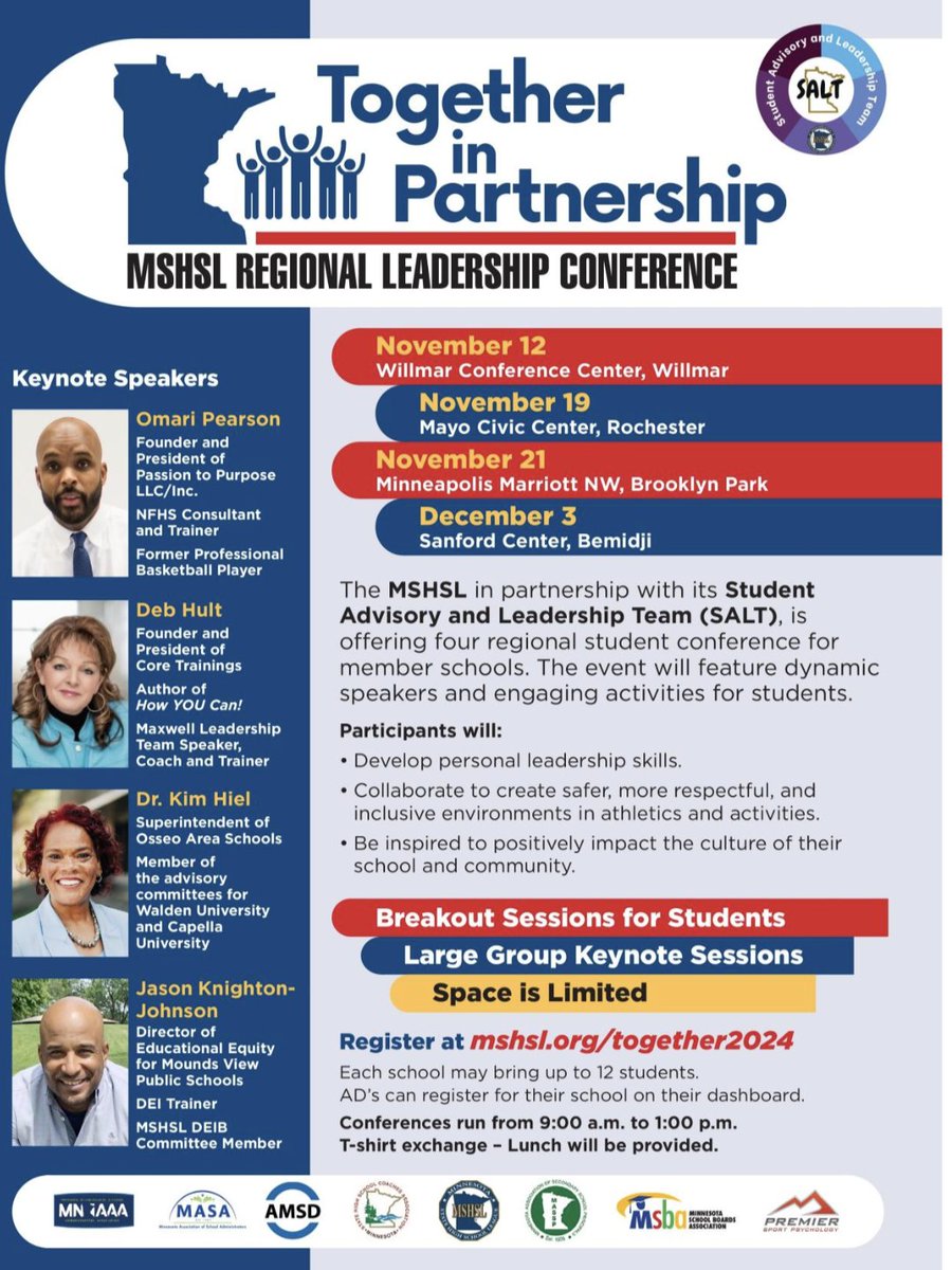 Be encouraged people! We have some great student leaders in Pine Island and in other area schools! Mr. Horner and I took 11 juniors and seniors to the MSHSL Together 3.0 conference at the Mayo Civic Center today to collaborate with leaders from other schools.