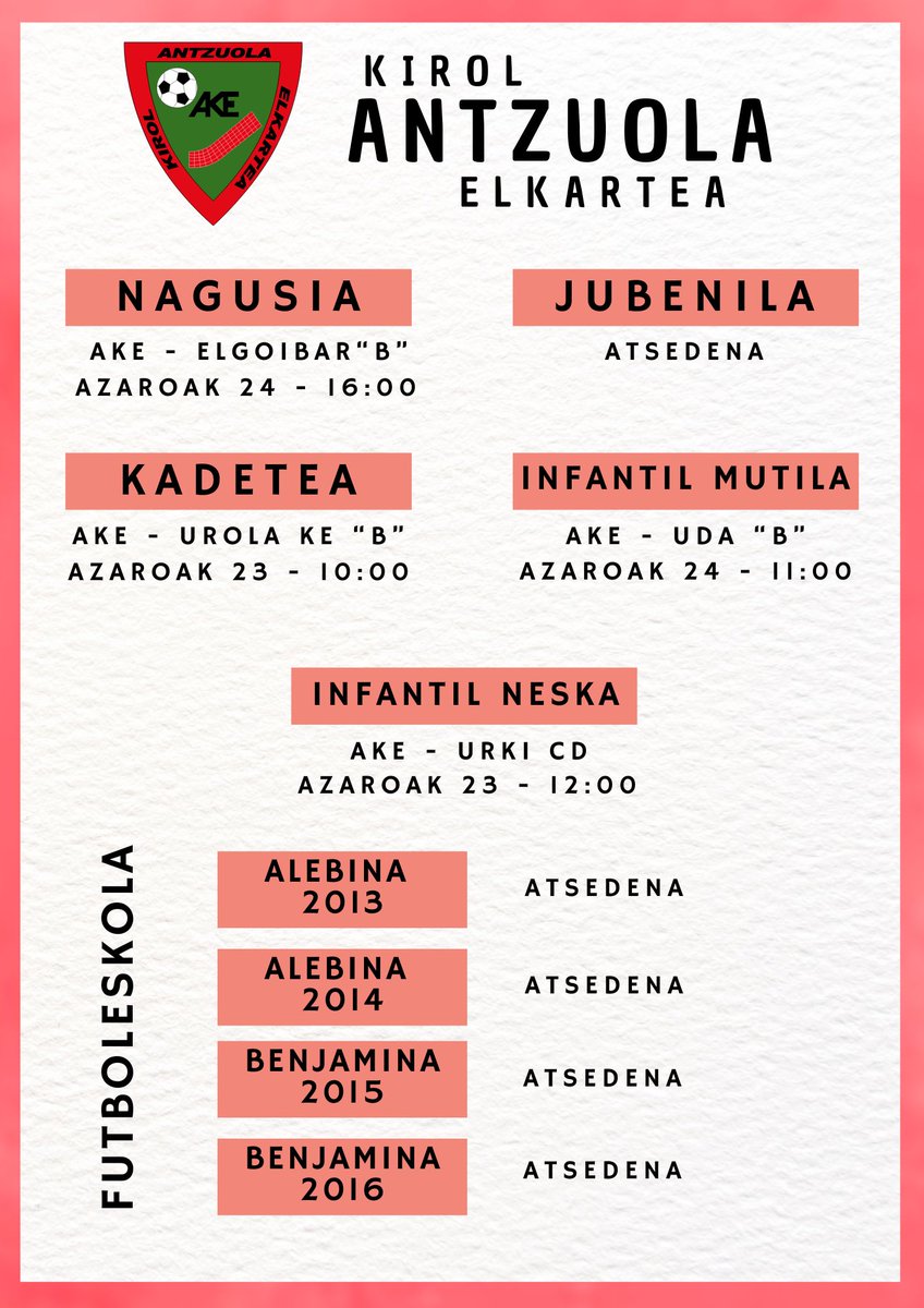 ⚔️ Asteburuko partiduak
🗓️ Azaroak 23-24