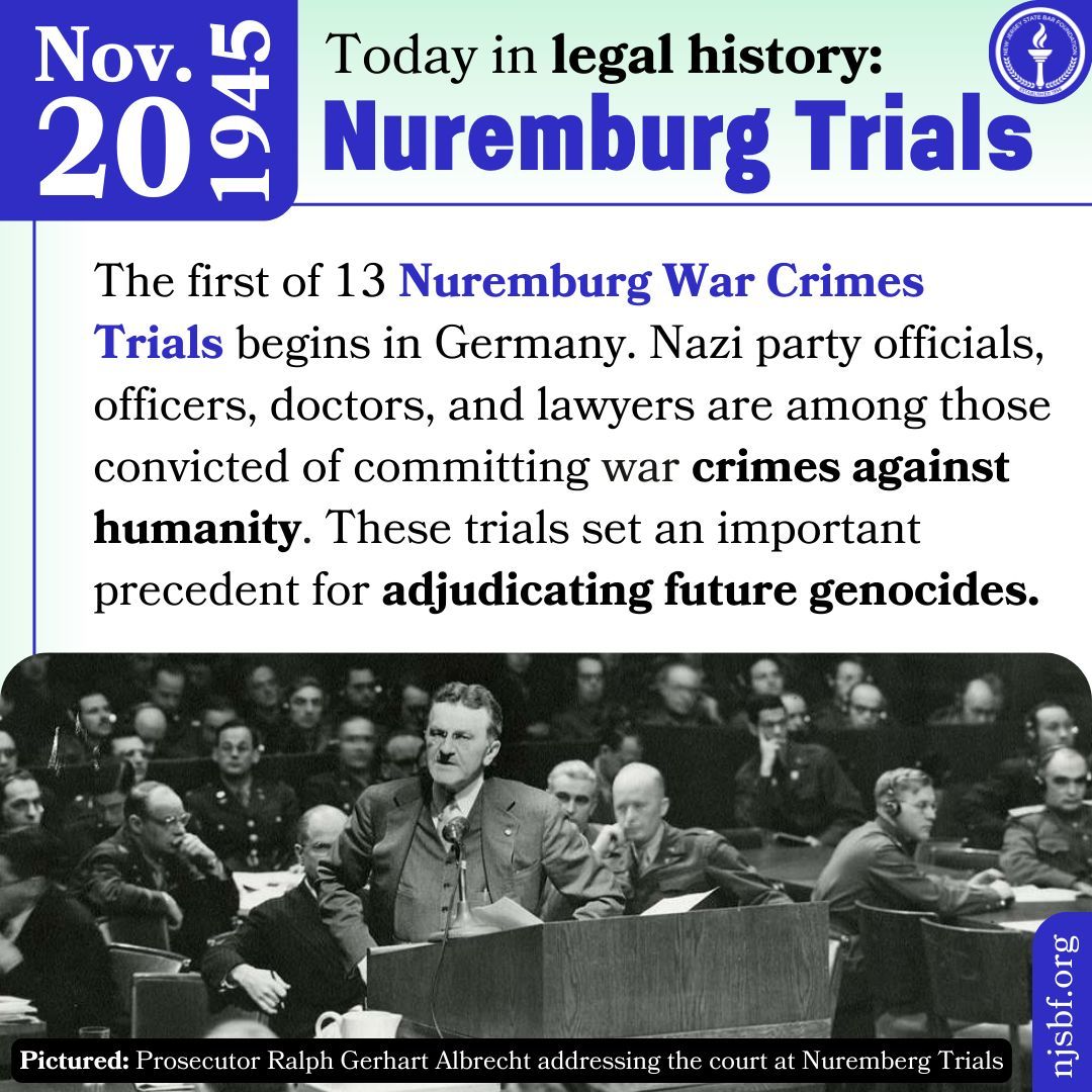 #OnThisDay in 1945, the Nuremburg Trials took place.
For informative articles about the law, check out articles from The Legal Eagle, our legal newspaper for kids: lowdown.njsbf.org
#WWII #History #Education