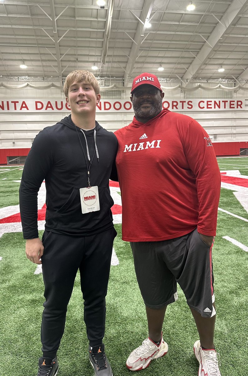 Trent Merrell (@trentmerrell) on Twitter photo Thank you <a href="/MiamiOHFootball/">Miami Football</a> for having me out yesterday!! Looking forward to getting back soon!
<a href="/ChaseFarris57/">Chase Farris</a> <a href="/CoachMiscuda/">Coach Eric Miscuda</a> <a href="/DrewKirsch19/">Andrew Kirsch</a> <a href="/adam_kirsch6/">Adam Kirsch</a> <a href="/CoachBrown_DL/">Corey Brown</a> <a href="/CoachBrechin/">Bill Brechin</a> <a href="/Coachjpatton/">James Patton</a> Thank you <a href="/MiamiOHFootball/">Miami Football</a> for having me out yesterday!! Looking forward to getting back soon!
<a href="/ChaseFarris57/">Chase Farris</a> <a href="/CoachMiscuda/">Coach Eric Miscuda</a> <a href="/DrewKirsch19/">Andrew Kirsch</a> <a href="/adam_kirsch6/">Adam Kirsch</a> <a href="/CoachBrown_DL/">Corey Brown</a> <a href="/CoachBrechin/">Bill Brechin</a> <a href="/Coachjpatton/">James Patton</a>
