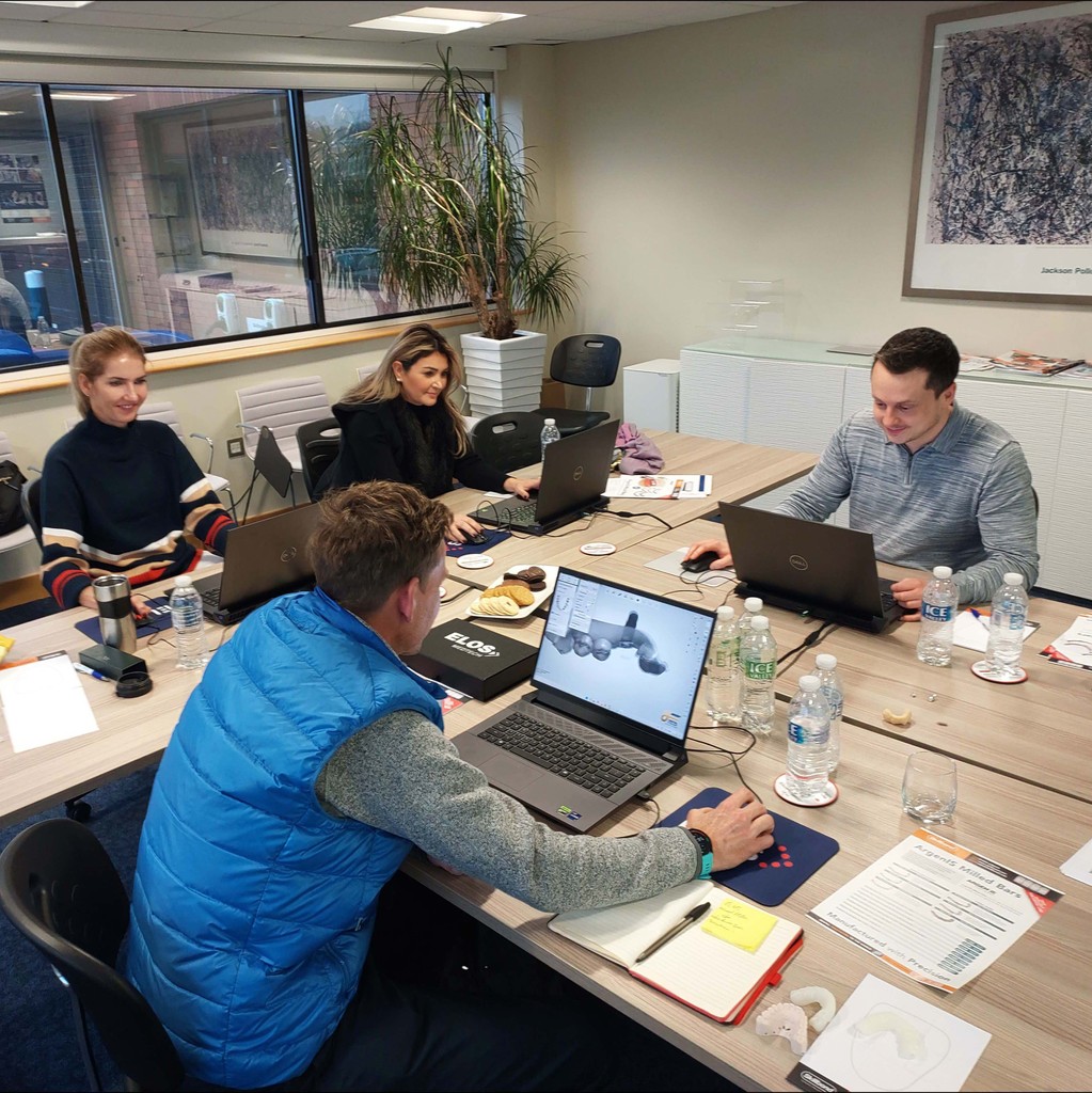 Yesterday we hosted Advanced 3Shape Level 3 training with techs from Ceramic Studios Dental Lab, Alma Dental Lab and Oral Ceramics Ltd.
Level 3 covers designing Implant Abutments and Bar Design, additionally, we were proud to introduce the Elos Accurate Digital SMART Flow system.