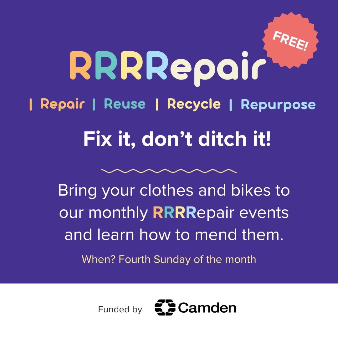 Bring along your damaged #clothing and #bikes to our Repair, Reuse, Recycle, Repurpose event and we'll get them back into use, for free. No need to worry about professional #repair costs or ditching the item and forking out for a replacement.

Sunday 24 November, 2pm - 5pm.