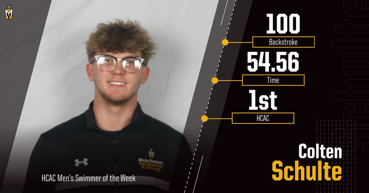 SWIM: Colton Schulte named HCAC Male Swim Athlete of the Week! This comes after recording the best time in all of the HCAC for this year in the 100m Backstroke!

Read: tinyurl.com/3vxaw5zd

#MUSpartans | #SpartanPride