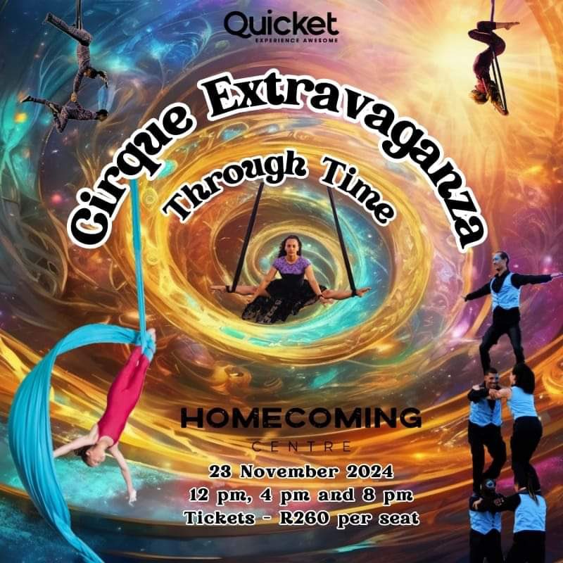 Another magical family outing: 🎪✨

Cirque Extravaganza Through Time at the Star Theatre (by <a href="/TheSilkWorkshop/">The Silk Workshop</a>)

🌟 Aerialists, acrobats, jugglers &amp; more
🎵 Classic hits through the ages
📅 Sat, 23 Nov
⏰ Shows: 12pm, 4pm, 8pm
👶 Kids under 3: FREE

Book your tickets on Quicket.