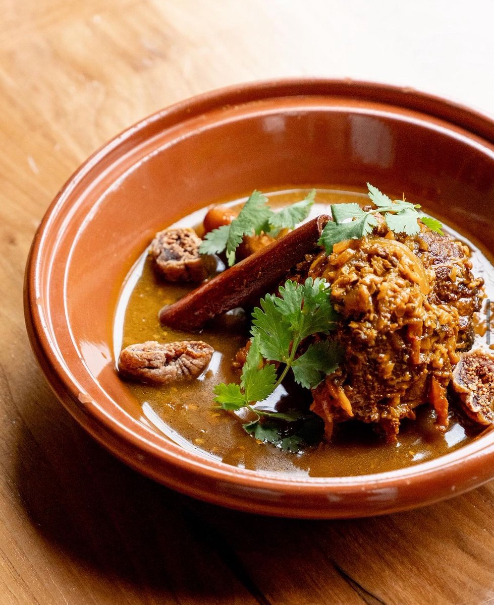 What pairs perfectly with the change in season? 

‘Tajine d’Aziz à l’Agneau’

Braised lamb shank, honey, figs, cinnamon, cilantro, almond cous cous.