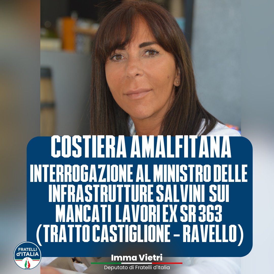 Presenterò un'interrogazione parlamentare al Ministro delle Infrastrutture e dei Trasporti Matteo <a href="/matteosalvinimi/">Matteo Salvini</a> in merito alla grave situazione di pericolosità in cui versa la strada Castiglione-Ravello (ex SR 363) 

 #fratelliditalia