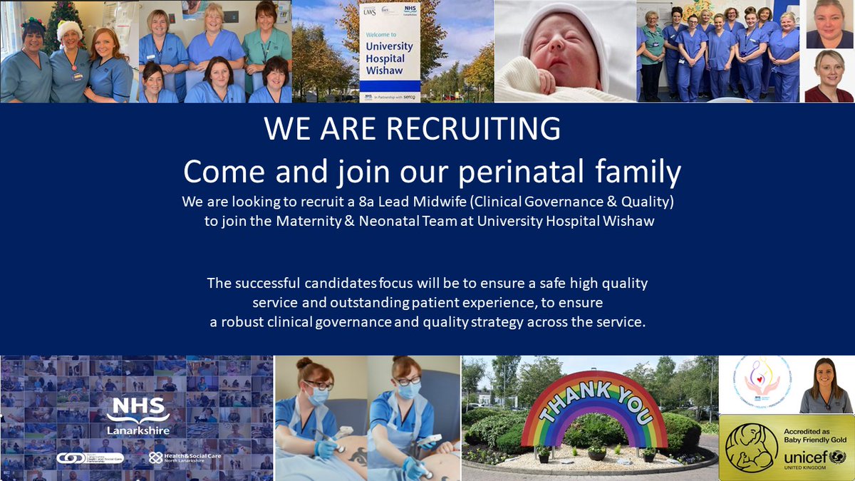 Cheryl Clark (@cheryl__79) on Twitter photo Another recruitment post 🙂 A very rare opportunity to join <a href="/NHSLanarkshire/">NHS Lanarkshire</a> Maternity and Neonatal services as Lead Midwife for Clinical Governance. We are expecting high interest in this exciting post! Application through job train via reference 201188 Another recruitment post 🙂 A very rare opportunity to join <a href="/NHSLanarkshire/">NHS Lanarkshire</a> Maternity and Neonatal services as Lead Midwife for Clinical Governance. We are expecting high interest in this exciting post! Application through job train via reference 201188