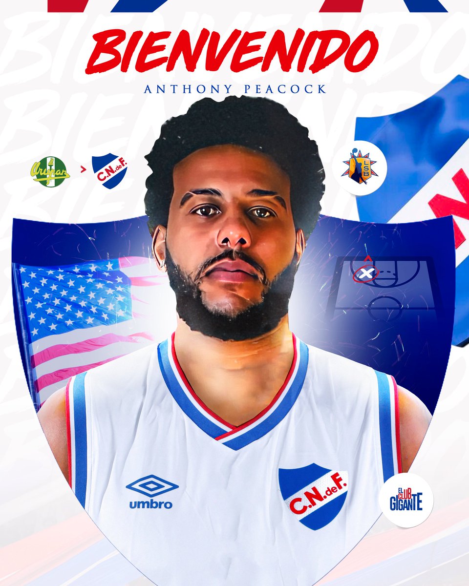 Nacional Basketball (@cndefbasketball) on Twitter photo 🇺🇸✅ El Pivot Norteamericano Anthony Peacock que actualmente disputa la <a href="/LUB_Uy/">Liga Uruguaya de Básquetbol</a> con el Club Social y Deportivo Urupan, se suma a nuestro plantel para el Final Four de la <a href="/LSbaloncesto/">Liga Sudamericana</a>
¡Bienvenido al Club Gigante, Tony!🔵⚪🔴
🤜🏻🤛🏻 <a href="/urupanpando/">Club Social y Deportivo Urupan</a>
#MismoEscudoMismaPasión 🇺🇸✅ El Pivot Norteamericano Anthony Peacock que actualmente disputa la <a href="/LUB_Uy/">Liga Uruguaya de Básquetbol</a> con el Club Social y Deportivo Urupan, se suma a nuestro plantel para el Final Four de la <a href="/LSbaloncesto/">Liga Sudamericana</a>
¡Bienvenido al Club Gigante, Tony!🔵⚪🔴
🤜🏻🤛🏻 <a href="/urupanpando/">Club Social y Deportivo Urupan</a>
#MismoEscudoMismaPasión