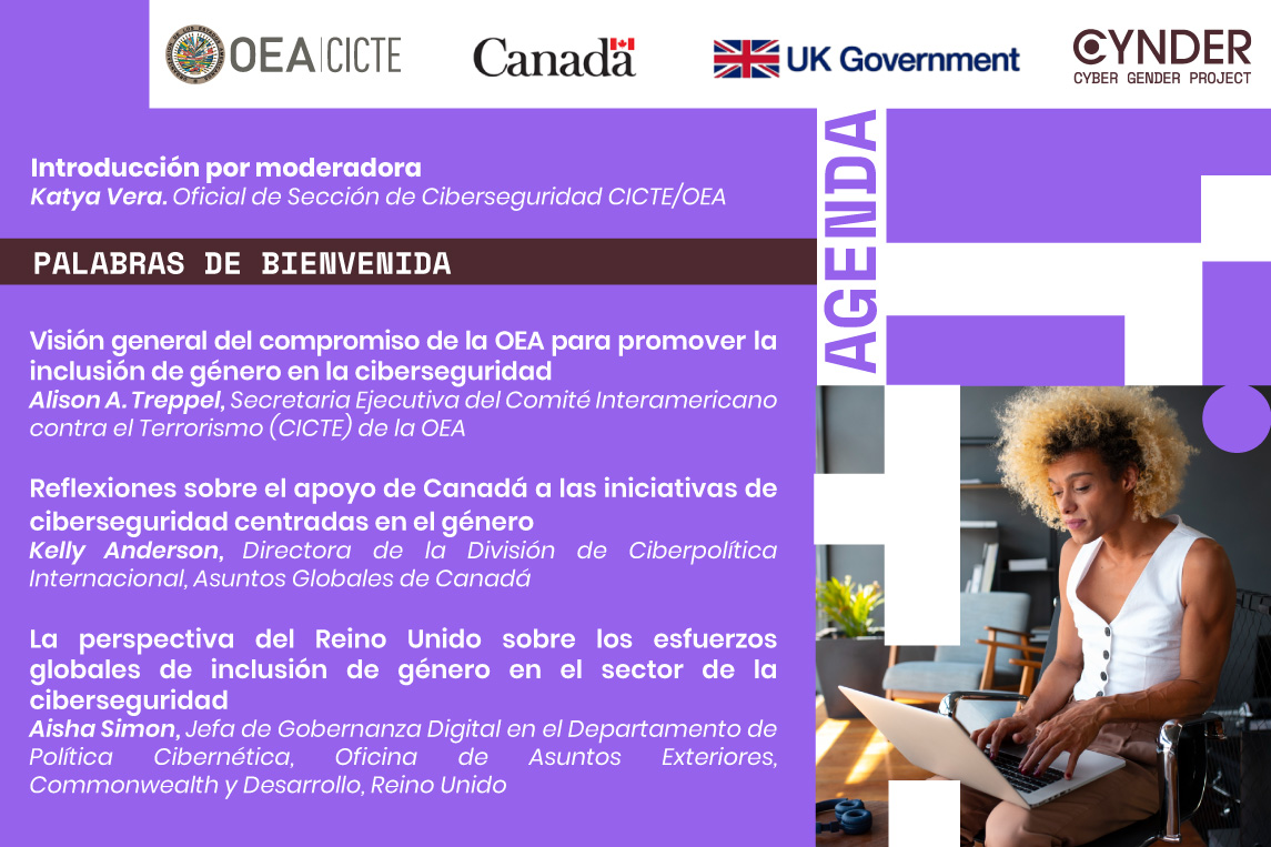 OEA_Cyber's tweet photo. Este viernes 22 de noviembre conéctate a nuestro webinar y celebra con nosotras el segundo aniversario de nuestro proyecto #CYNDER

Contaremos con @aatreppel, @KerryAnn_Cyber, @ConfidenceStaveley, @PriyankaChatterjee, Kelly Anderson @GAC_Corporate, Aisha Simon @FCDOGovUK y muchas más expertas y ponentes para hablar sobre empoderamiento femenino en #Ciberseguridad 👩‍💻👩‍💻👩‍💻

Más info y registro👇
https://t.co/atMSRL666h