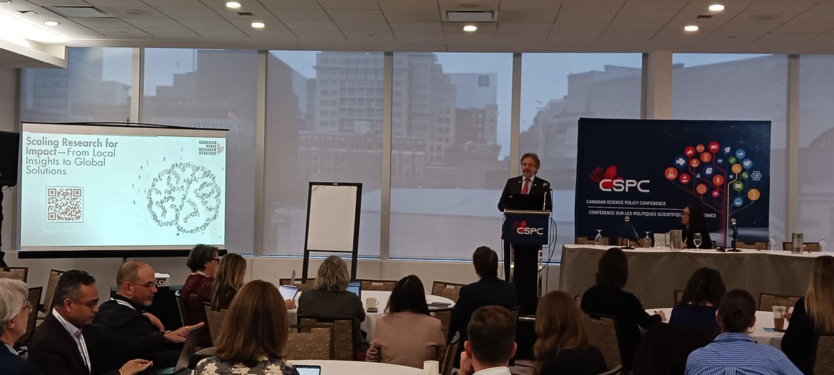sciencepolicy's tweet photo. The first day of #CSPC2024 is off to an exciting start! Lots of engaging discussion this morning across five symposiums / La première journée de CSPC2024 commence sur une note prometteuse! Ce matin, des discussions captivantes ont eu lieu dans le cadre de cinq colloques.
#CdnSci https://t.co/OaJFdJOpdr