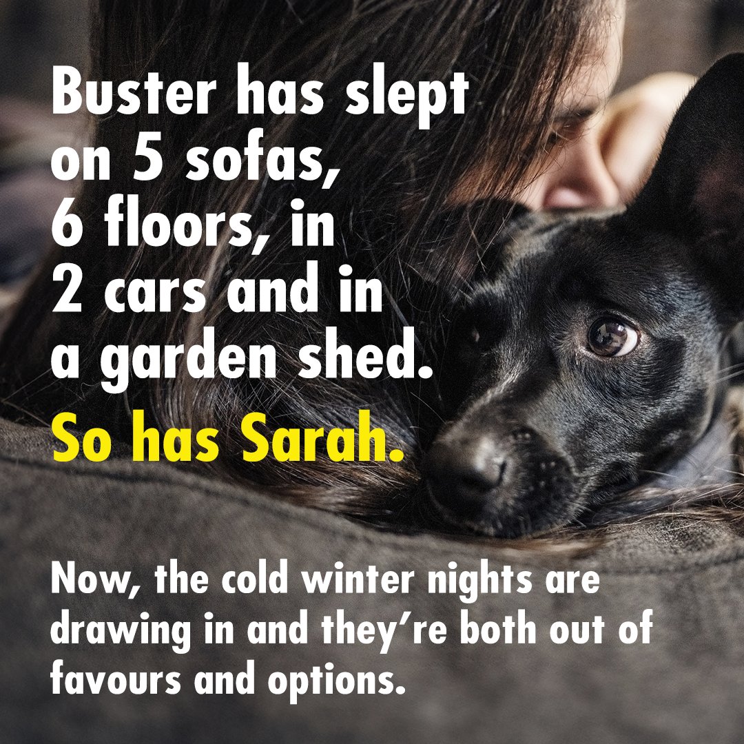 DENSinDacorum's tweet photo. Homelessness doesn't always look the way we think it does. Your gift this Christmas can give someone like Sarah and Buster a hot meal, a safe space to sleep and a chance to rebuild their lives.

Donate today at https://t.co/KPPP5gRdR4 https://t.co/i0NBG0K9RX