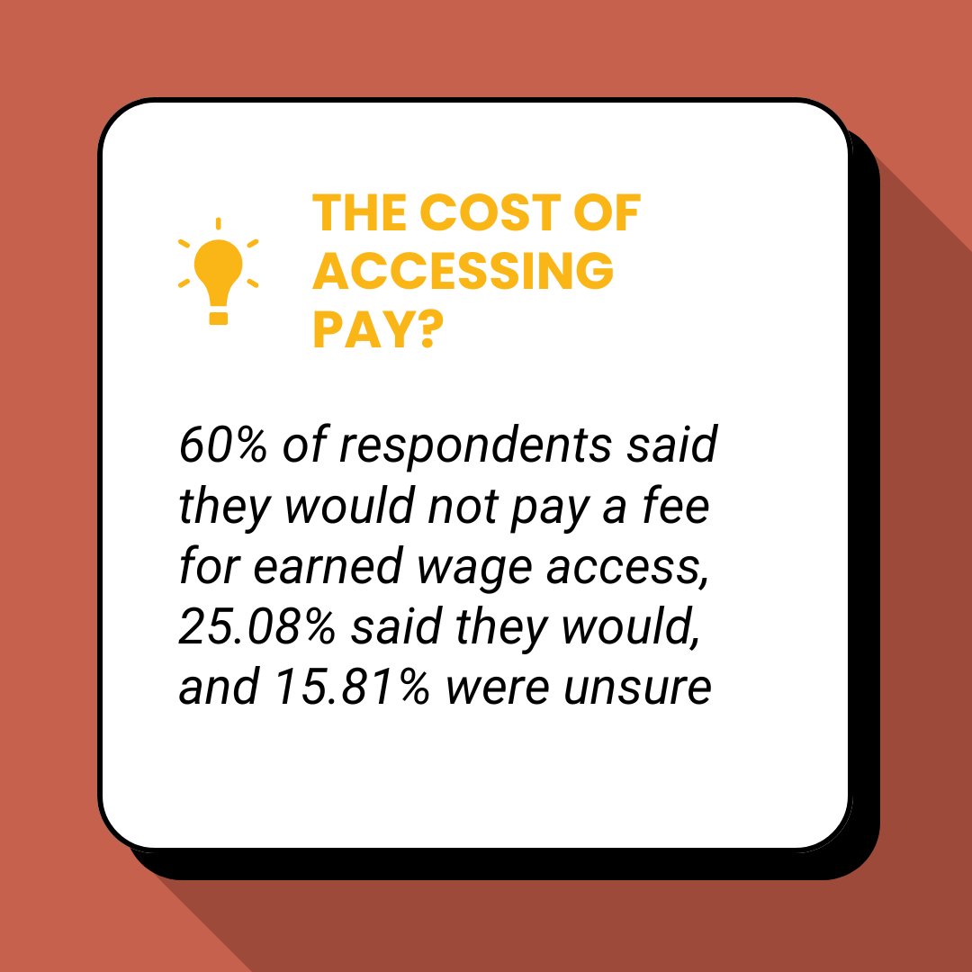 TimeForge (@timeforge) on Twitter photo 💰 According to the 2024 "Getting Paid in America" survey by <a href="/PayrollOrg/">PayrollOrg</a>, 60% of respondents said they would not pay a fee for earned wage access, 25.08% said they would, and 15.81% were unsure.
Should accessing your own pay come with a price tag? For most employees, the answer 💰 According to the 2024 "Getting Paid in America" survey by <a href="/PayrollOrg/">PayrollOrg</a>, 60% of respondents said they would not pay a fee for earned wage access, 25.08% said they would, and 15.81% were unsure.
Should accessing your own pay come with a price tag? For most employees, the answer