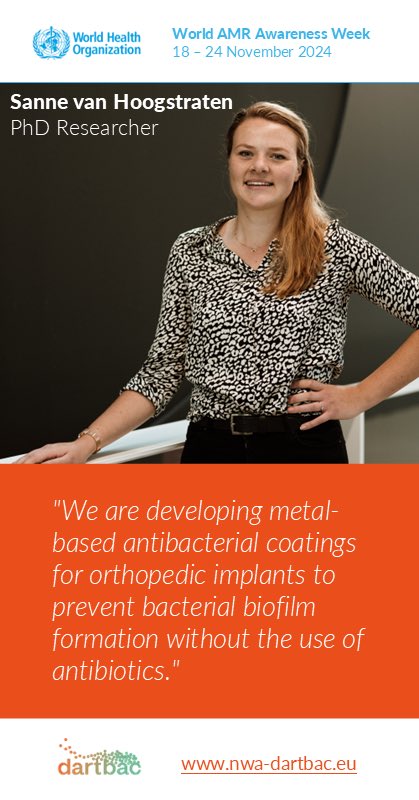 dartbac (@dartbac) on Twitter photo WOW, it is #WAAW24
#AMR is a growing health issue that effects everyone.
Today a quote of Sanne van Hoogstraten of <a href="/MaastrichtUMC/">Maastricht UMC+</a>. Sanne studies the behaviour of #bacteria, hiding in a #biofilm. This is an important reason for failure of implants in #orthopedic surgery. WOW, it is #WAAW24
#AMR is a growing health issue that effects everyone.
Today a quote of Sanne van Hoogstraten of <a href="/MaastrichtUMC/">Maastricht UMC+</a>. Sanne studies the behaviour of #bacteria, hiding in a #biofilm. This is an important reason for failure of implants in #orthopedic surgery.
