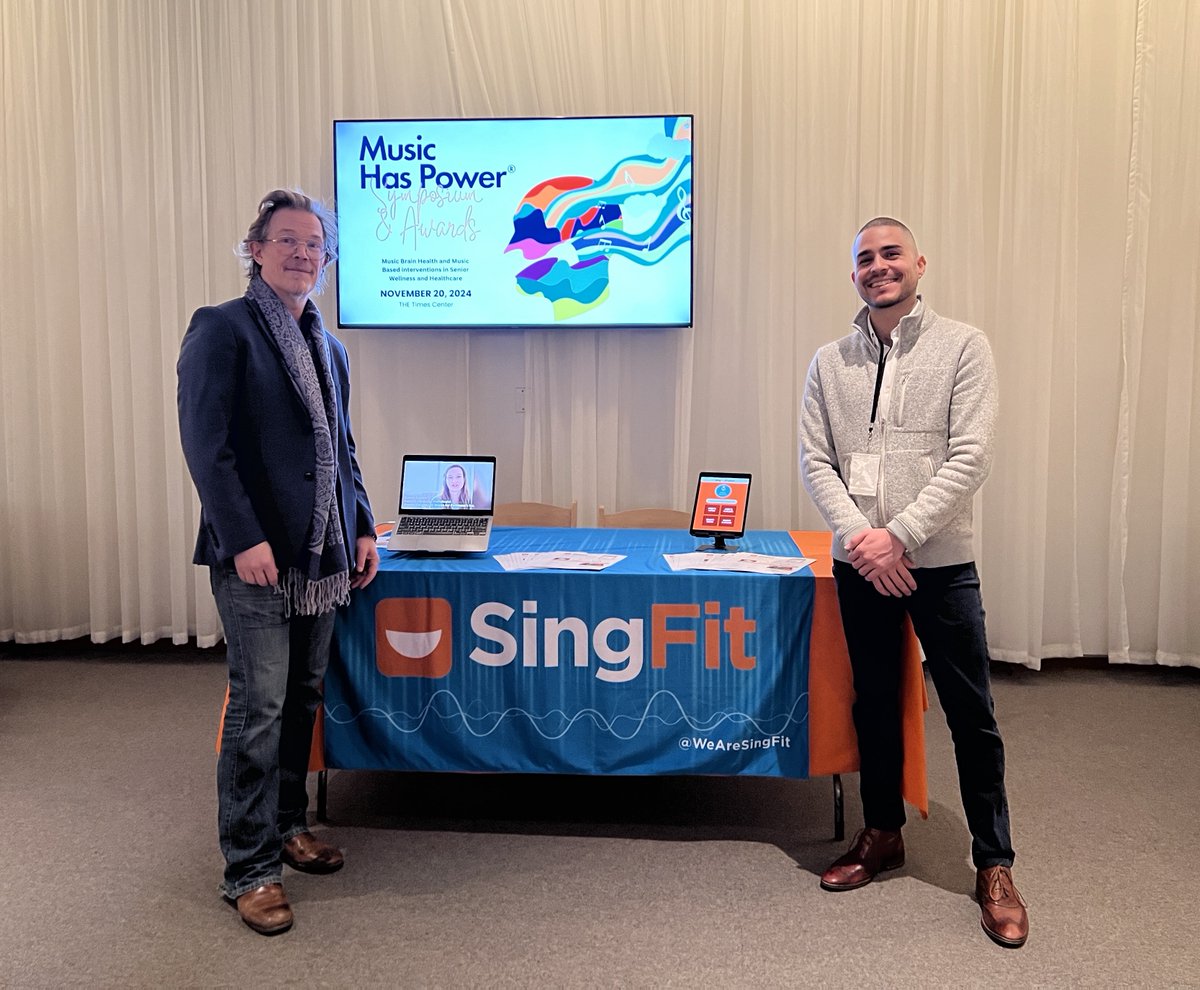 WeAreSingFit's tweet photo. SingFit’s music therapists are at the #IMNF's Music Has Power Symposium today! Visit Co-Founder & CCO Andy Tubman & Esteban to explore music's impact on brain health, then catch Andy's chat on music therapy & music-based interventions at 2:05–3:00 PM EST. #MusicHasPower #SingFit https://t.co/yhmqIhK9uq