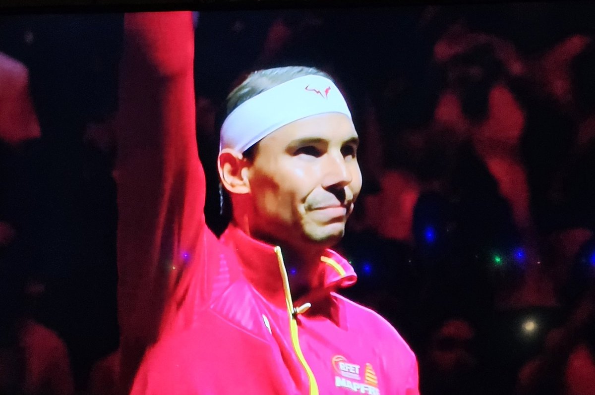 sonyajlewis's tweet photo. Grace, Class, Humility, Character
 #RafaNadal retired yesterday fittingly at the #DavisCup where he began his career.  I met him briefly once at Indian Wells and his smile was infectious.  He's one of #Tennis #GOAT
Gracias #Rafa  For all the incredible memories. https://t.co/NO5vuDxuKZ