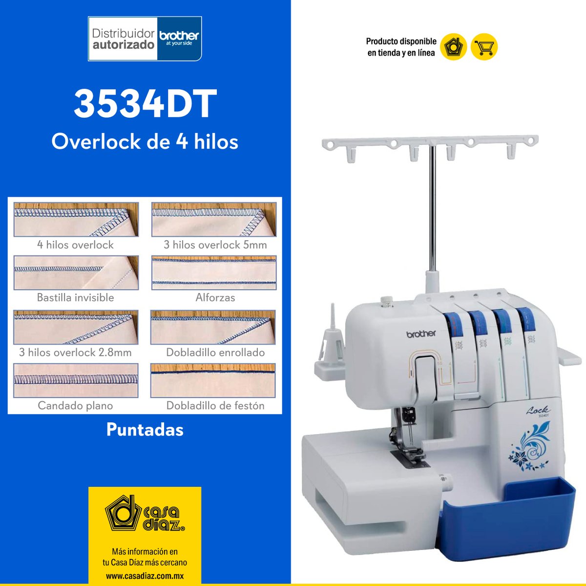 CasaDiazMX's tweet image. La máquina #overlock #Brother 3534DT es una máquina especializada de sobrehilado ideal para costuras más planas, dobladillos, enrollados, costuras seguras y alimentación diferencial. Conócela AQUÍ 👇 
bit.ly/373IKG9